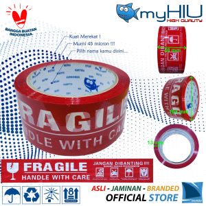 Lakban Selotip Isolasi 48 mm / 2 inch x 75 yard / 68 mtr MERAH FRAGILE - RED OPP Masking Tape myHIU