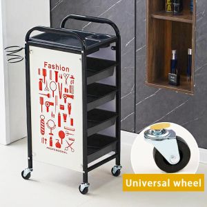 Barber Shop Trolley 5 Layers Salon Tools Hair Cut Accessories Storage Holder with hair dryer holder