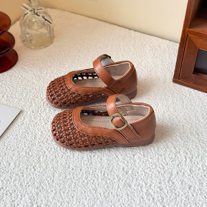 2026 Autumn Summer Brand New Girls Leather Shoes with Buckle Hollow Princess Sweet Classic Cut-outs Breathable mary janes I06302