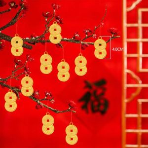 cny decoration 2026 新年装饰挂件2026 马年装饰品 新年装饰品2026 cny decoration 2026 Home Essential 新年装饰挂件2026 chinese new year decoration items 2026 XUNJIE 6pcs/10pcs Gold-Plated Plastic Potted Plant Year of the Dragon Waterproof Spring Festival Hanging Pendant Lucky