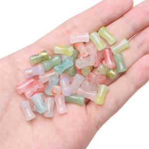 ลูกปัดแก้วลูกปัดทรงกลมลูกปัดข้อต่อไม้ไผ่ผสมแพคเกจทำด้วยมือสร้อยข้อมือสร้อยคอต่างหูพวงกุญแจการทำเครื่องประดับหัตถกรรม DIY