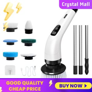 COD [Free Shipping] Electric Spin Scrubber with Adjustable Handle and Dual Speed for Effortless Kitchen and Bathroom Cleaning