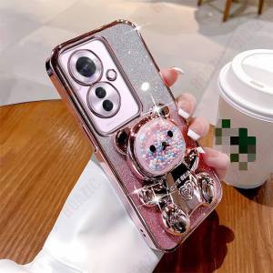 Roazic Dễ Thương Kẹo khung hình gấu Cho Oppo RENO 11f 5G Long lanh sang trọng Giấy Vỏ Trong Suốt Mạ vỏ lưng bảo vệ Ds05