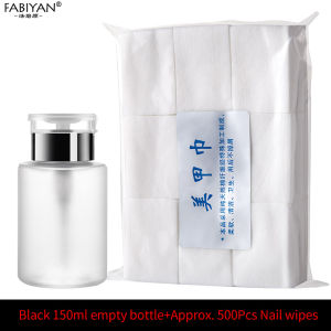 Press Empty Pump Liquid Remover Cleaner Bottle Makeup Nail Acrylic Gel Polish Refillable Nail Cleaner Bottle Nail  Art Tool+500Pcs Nail Wipes
