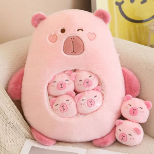 Six Balls Capybara Bag Cartoon Newt Animal SquishyDolls Plush Pillow Office Nap Food Snack Plushie Peluche Gift