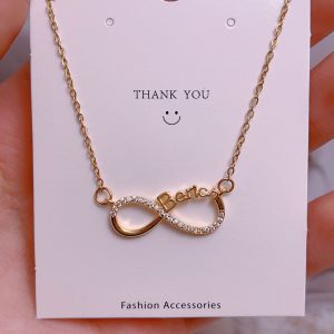 AE Titanium steel clavicle chain with geometric design 8 Letter necklace pendant accessories for women ins Womens titanium steel necklace non-fading