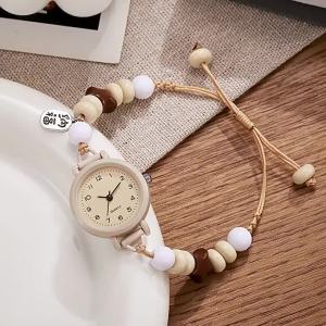 New womens student quartz watch wholesale sweet style DIY Braided Beaded Star Bracelet Watch for Women