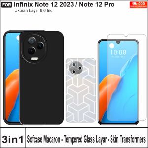 Case Infinix Note 12 2023 / Note 12 Pro Paket 3in1 Softcase Macaron Warna Free Tempered Glass Layar Dan Skin Transformers