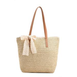 ถุงกระดาษทำด้วยมือสำหรับวันหยุดชายหาดและเมืองเดินทางธนูน้ำหนักเบาและใช้งานได้จริงกระเป๋าสะพายไหล่ด้วยความจุมาก