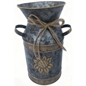Decorative Iron Milk Bucket Vases Sunflowers Design For Farmhouses Interior Styling