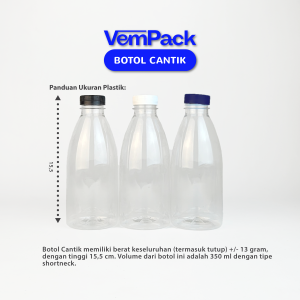 Botol Plastik Cantik 350 ml / botol jus bulat 350ml short neck PET Set 100 pcs