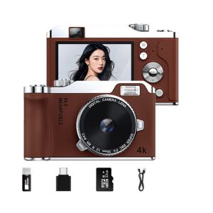 OPBWQH Front/Rear Dual Camera 4K HD Digital Camera Autofocus 16x Zoom Entry-Level CCD Camera Compact Rechargeable 64MP Photography Video Camcorder Student Beginners