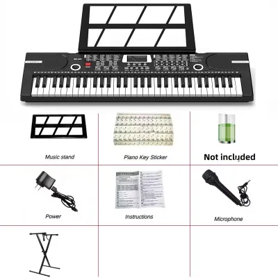 KAWES Keyboard Piano Elektrik Digital 61 Tuts Keyboard Elektronik Portabel untuk Piano Pemula untuk Anak-Anak