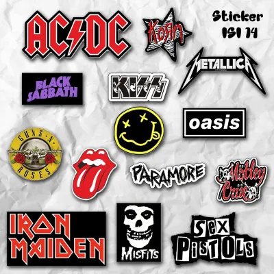 1 Paket isi 14 PCS Sticker Band Old Rock Random Sticker Pack Band Murah