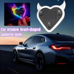 Car LED window glowing heart ambient light Solar powered Interior car modification neon light USB decoration