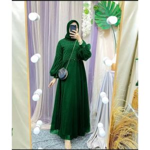 Pakaian Gamis Perempuan Dewasa Terbaru Maxi Salsa Dress Matt Brokat Gliter Tille Dot Ukuran Jumbo Model kekinian dress Wanita Good Quality Premium