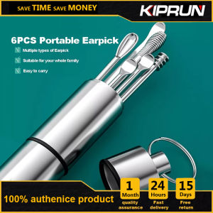 KIPRUN 6PCS Ear Wax Pickers Stainless Steel Earpick Spiral Ear Pick Spoon Set Ear Wax Curette Remover Ear Cleaner Spoon Spiral Ear Clean Tool With Metal Ring Keychain