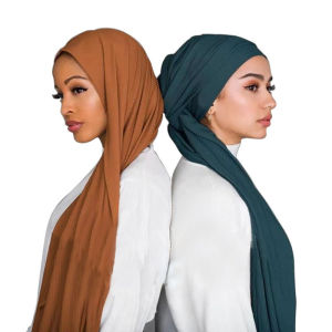 Jifang xếp li đồng bằng phụ nữ Khăn trùm đầu hijab hồi giáo nhăn khăn Jersey rắn nhăn Khăn trùm đầu kết thúc tốt đẹp hình chữ nhật Pashmina 20 màu sắc wj404