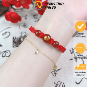 Vòng tết chỉ đỏ (đen) con giáp tuổi dần - Vòng tay đá hình con hổ - May mắn tài lộc