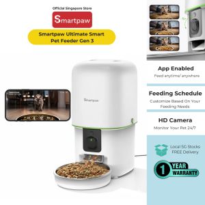 Smartpaw Ultimate Smart Pet Feeder Gen 3 | WiFi Enabled + 1080p Camera & 2-Way Audio for Cats & Dogs | Smart Feeding Up to 15 Meals/day | 1-Year SG Warranty