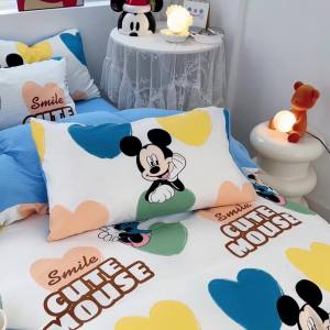 Washed Cotton Princess Style Bedding Set Cartoon Bedding Dormitory Bed Single Three-Piece Set Duvet Cover Bed Sheet LZD