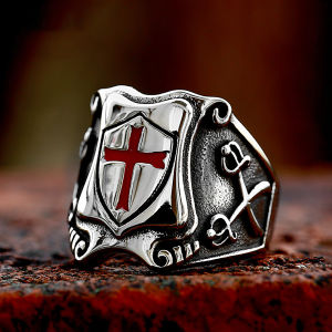 Vintage Knights Templar Cross Shield Rings For Men Gothic Punk 316L Stainless Steel Masonic Rings HipHop Rock Biker Jewelry Gift h260529