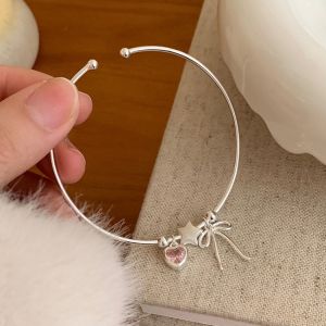 Bow pink love star plain circle bracelet simple temperament light luxury personality fashion versatile bracelet jewelry