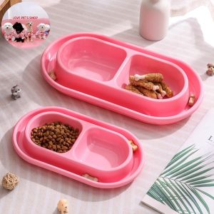 Chén ăn chống kiến cho Chó Mèo 2 ngăn bằng nhựa PP (mẫu mới) - Love Pets Shop