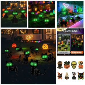 NEXTYOO với Ánh Sáng Đèn trang trí sân vườn Halloween Nhiều màu sắc Mèo hoạt hình Cọc trang trí sân vườn hình mèo phát sáng Hài hước PP Đồ trang trí đất hình mèo mắt Ngoài trời