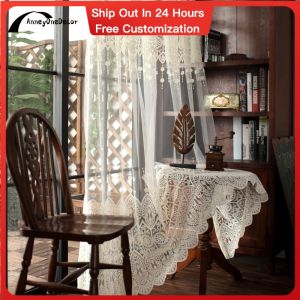 AnneyOneDecor Window White Sheer Curtains Embroidery Draperies Voile Light Filtering Sheer Curtain Panel Drapes Treatment for Bedroom Living Room Yard