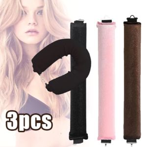 3pcs Satin Hair Rollers Set High Resilience Flexible Curling Rod No Heat Hair Curler With Hook