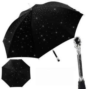 xpkQ Luxury Umbrellas European Retro Starlit Canopy Umbrellas Gemstone Long Handled Sunny and Rainy Umbrella Business Gifts 5B9Z4