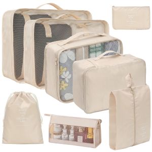 8Pcs Travel Luggage Packing Cubes SetSuitcase Organizer Bags Essentials Accessories with Shoe Toiletry Laundry Bag2026