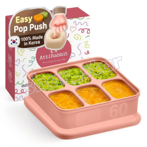 Atti Rabbit Soksok Silicone Multi Cube Square 6 Compartment 360ml Baby Food Freezer Tray Korean Container