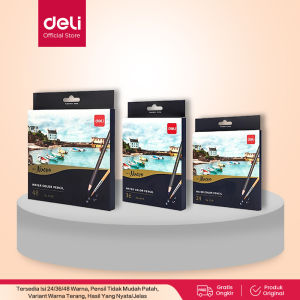 Deli pensil warna 24/36/48C waterproof dengan kuas non-toxic dapat dicuci dan teknologi hybrid 6518 6519 6520
