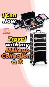 Make Up Luggage 4 tiers-Black(battery and mirror) Make Organiser    Cosmetic Jewellery Organiser    Makeup Artist Organizer