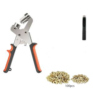 DUDAN Manual Press Hand Press Grommet Puncher with Grommets 10mm Eyelet Handheld Grommet Tool Kit Portable Non-slip Grommet Eyelet Plier Kit Eyelet Installation Tool