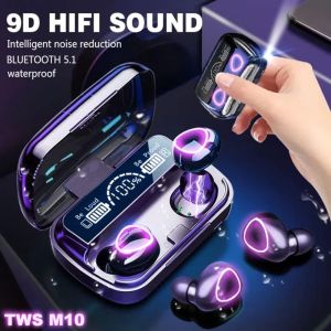 Headset Bluetooth TWS M10 Wireless 9D LED Digital Display Powerbank
