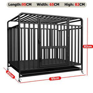 Square Tube Pet Cage Large Metal Dog Cage Stainless Steel Large Free Space Dog Cage with 4 Wheels Foldable Pet Cage
