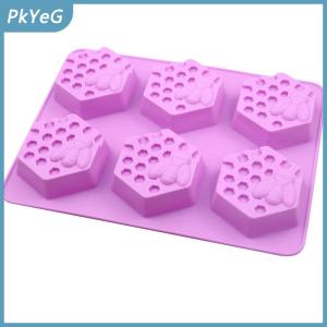 PkYeG Khuôn silicon Xà phòng thủ công 3D khuôn silicon hình con ong 6 mảnh khuôn xà phòng thủ công Tự làm khuôn bánh tổ ong Tự làm