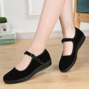 [Free Shipping] Work Shoes Womens Breathable Shoes Mom Shoes Womens Flats Black Soft-Soled Dance Shoes Durable
