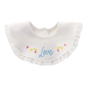 ผ้ากันเปื้อนทารกคอตตอนกันน้ำที่ออกแบบลายปักการ์ตูนสำหรับมื้ออาหารเด็กวัยหัดเดินและทำความสะอาดผ้าซับน้ำลายเด็กปรับได้ง่าย