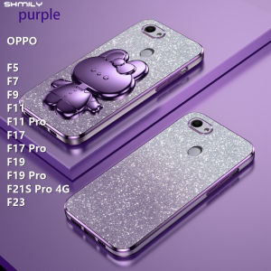 สำหรับ OPPO F5/F7/F9/F11/F11โปร/F17/F17โปร/F19/F19โปร/F21S โปร4G/F23แฟชั่นไล่ระดับสีเคสโทรศัพท์ลายกระต่ายเคสโทรศัพท์ซิลิโคนเคสนิ่มเคลือบอิเล็คโทรเพลทลายท้องฟ้าเต็มไปด้วยดวงดาวหรูหราผงชิมเมอร์