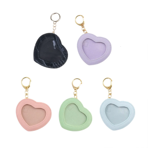 Heart Designs Holder Keychain Anime Pendant PU Leather Display Protector for Daily Commute and Social Gatherings