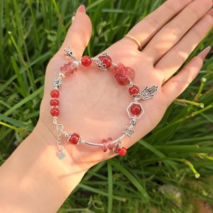 Lắc Ag Ngọkc Agte Đỏ mix ngũ điếu hồ ly TA Tóc Đỏ dây xâu lõi Ag cho mệnh Hỏa và Thổ - Phong Thủy TUDO