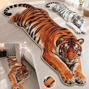 DIVATEN 2D Flat Tiger Bedroom Carpet Water-absorbing Non-slip Bedside Rug Unique Abrasion-resistant Doormat Home Decor