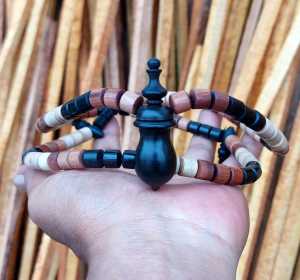 Tasbih Kayu Kombinasi 3 Macam Bentuk Petak Muslim 8mm Motif