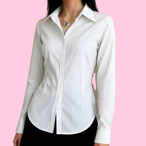 Luna Stripe Kemeja Wanita Fitted Salur Lengan Panjang Atasan Casual Formal Semi Woll