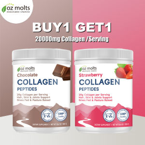 Ozmolts 20000 mg Collagen Powder Drink Beauty and Younger Skin White Beauty Milk Collagen Supplement Anti Aging Collagen Glow Hydrolyzed Collagen Peptides Powder for Skin Hair Nails Collagen Drink Chocolate Strawberry Flavor 300g