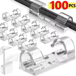 100Pcs Cable Clips Organizer Drop Wire Holder Cord Management Self-Adhesive Cable Manager